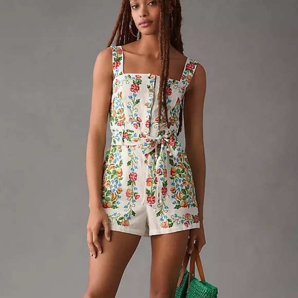Farm Rio Tropical Romance Romper Medium NWT